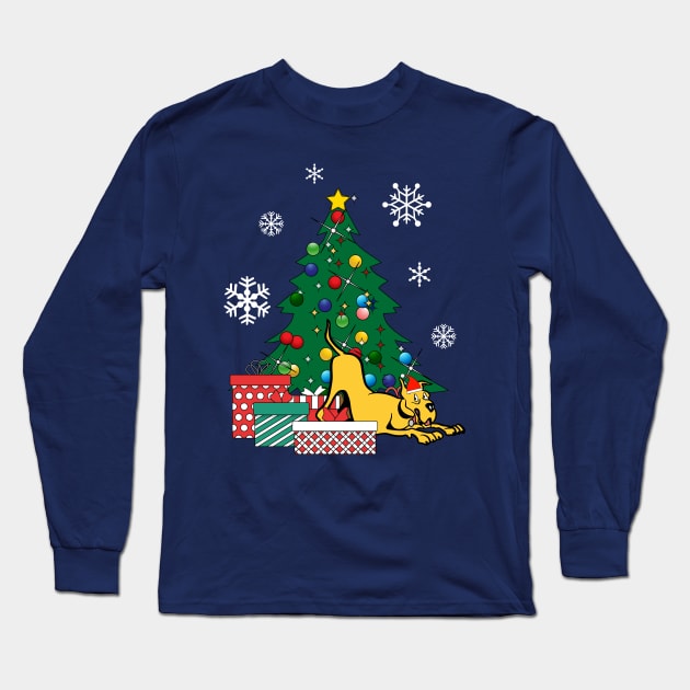 Marmaduke Around The Christmas Tree Long Sleeve T-Shirt by Nova5
